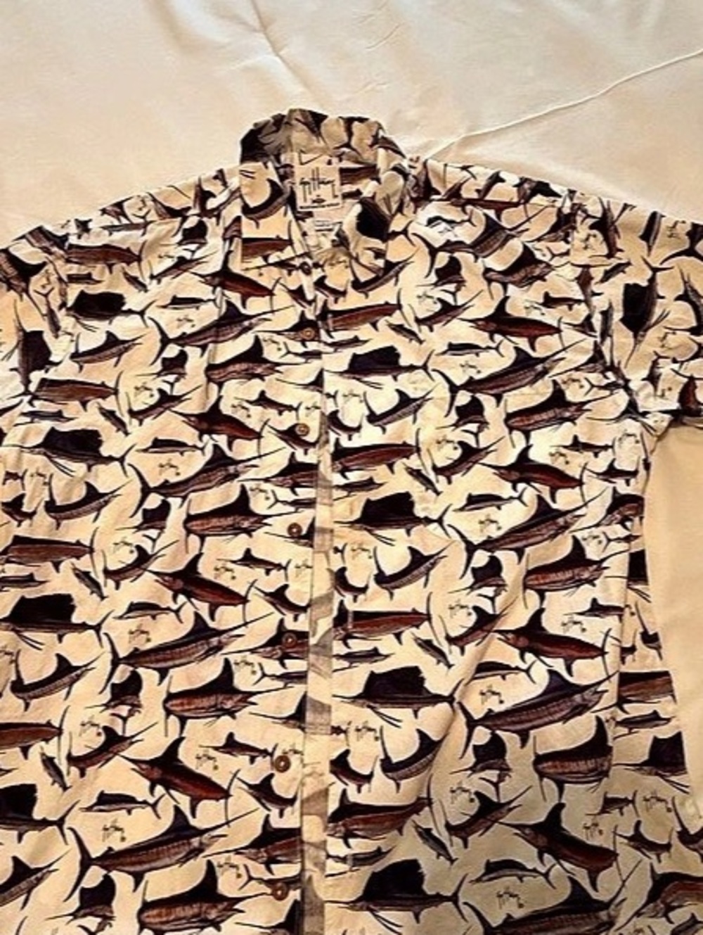 Men's fish Print Button Down Size XL Like New